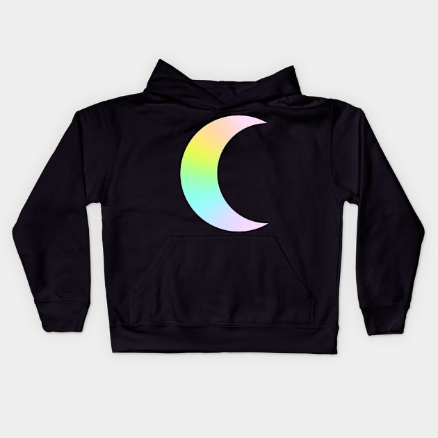 Pastel Rainbow Ombre Moon Kids Hoodie by KelseyLovelle